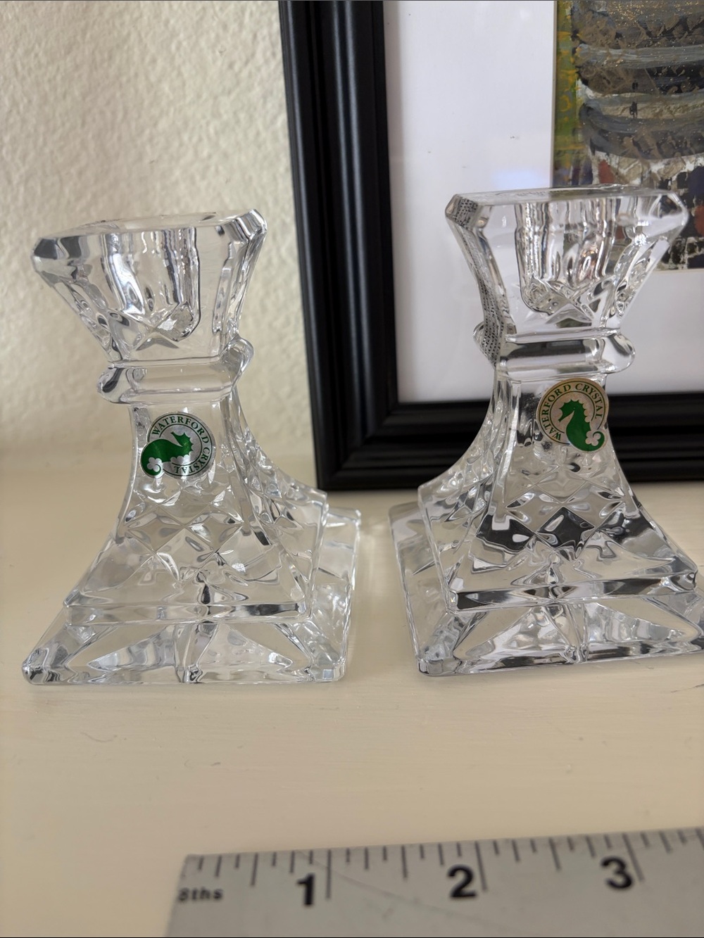 Waterford Clear Crystal Faceted Candlestick Pair New